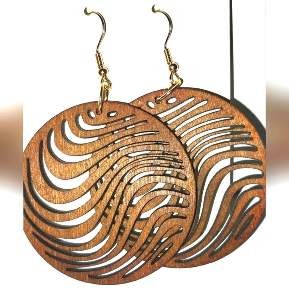 Gorgeous hollow wooden earrings